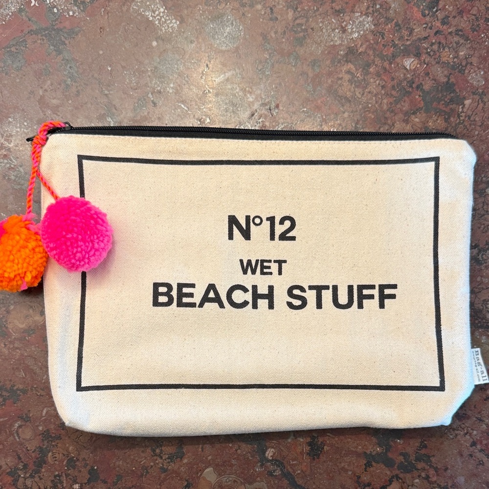 No Brand Beige Clutch with Pink and Orange Accents